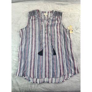 St. John's Bay Blouse Women's XL Sleeveless Striped Top NWT